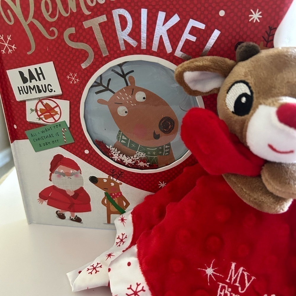 MY FIRST RUDOLPH Snuggle Security Blanket & Reindeer on Strike Book / BRAND NEW - Picture 8 of 9